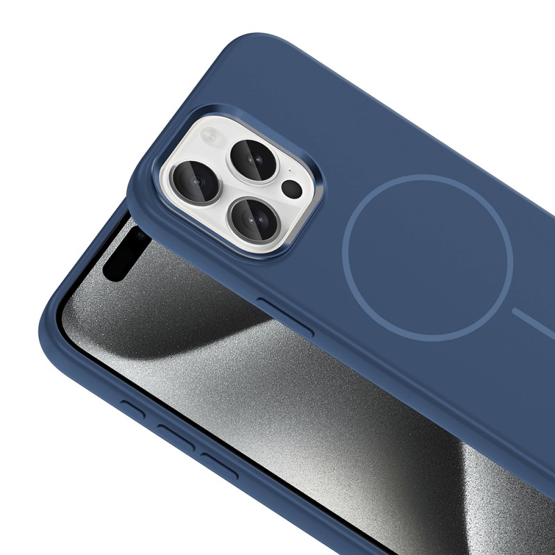 Apple iPhone 15 Pro Max Case with M-Safe Charging Feature, Metal Camera Frame, Zore Edi Silicone Cover - 16