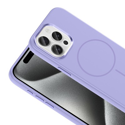 Apple iPhone 15 Pro Max Case with M-Safe Charging Feature, Metal Camera Frame, Zore Edi Silicone Cover - 18