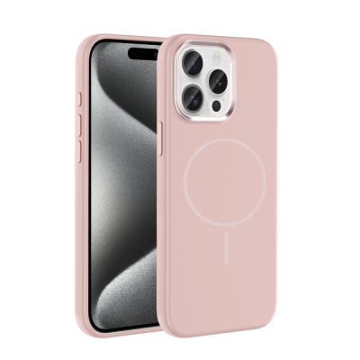 Apple iPhone 15 Pro Max Case with M-Safe Charging Feature, Metal Camera Frame, Zore Edi Silicone Cover - Zore