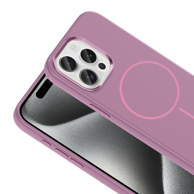 Apple iPhone 15 Pro Max Case with M-Safe Charging Feature, Metal Camera Frame, Zore Edi Silicone Cover - 21