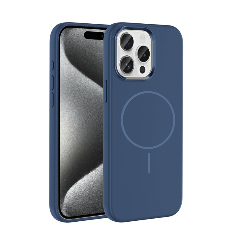 Apple iPhone 15 Pro Max Case with M-Safe Charging Feature, Metal Camera Frame, Zore Edi Silicone Cover - 3
