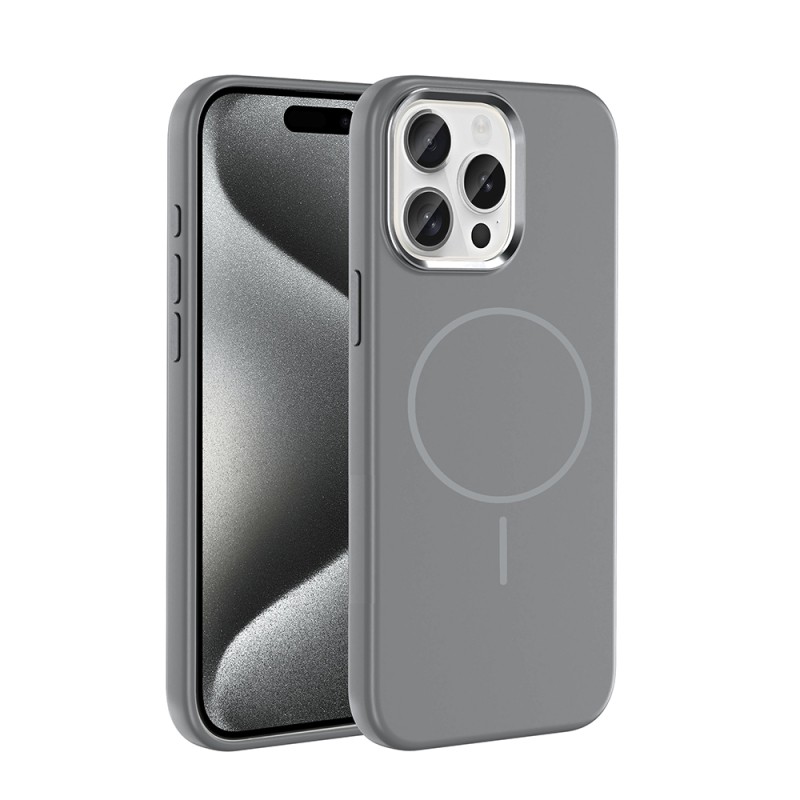 Apple iPhone 15 Pro Max Case with M-Safe Charging Feature, Metal Camera Frame, Zore Edi Silicone Cover - 4