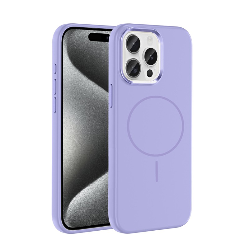Apple iPhone 15 Pro Max Case with M-Safe Charging Feature, Metal Camera Frame, Zore Edi Silicone Cover - 6