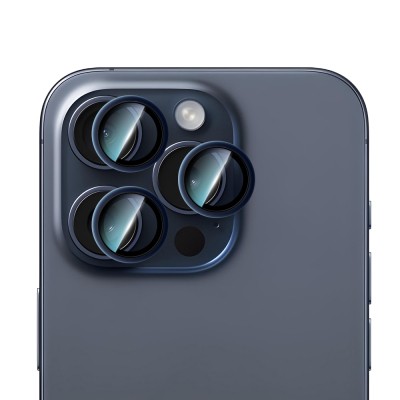 Apple iPhone 15 Pro Max CaseWorld Alloy Series Oleophobic Anti-Reflective Camera Lens Protector - 3