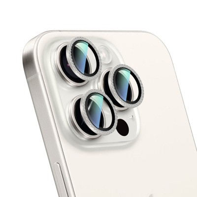 Apple iPhone 15 Pro Max CaseWorld Alloy Sparkling Diamond Serisi Taşlı Lens Koruyucu - 6