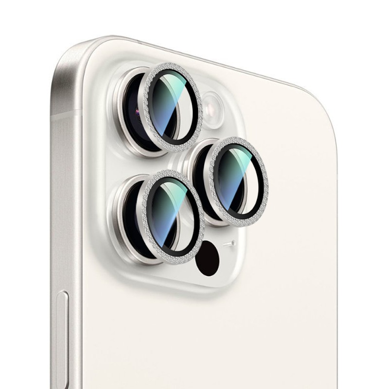 Apple iPhone 15 Pro Max CaseWorld Alloy Sparkling Diamond Serisi Taşlı Lens Koruyucu - 5