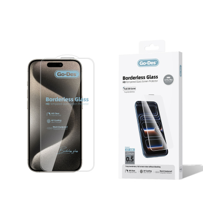 Apple iPhone 15 Pro Max Go Des Borderless Tempered Glass Screen Protector - Go Des
