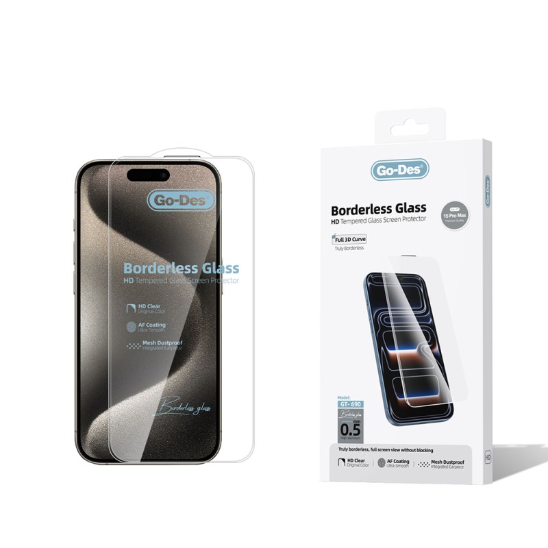 Apple iPhone 15 Pro Max Go Des Borderless Temperli Cam Ekran Koruyucu - 1