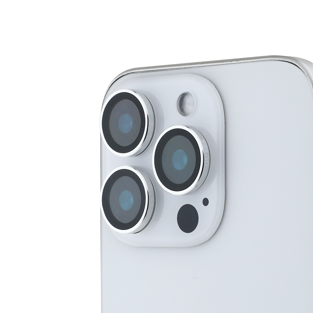 Apple iPhone 15 Pro Max Guess Orjinal Lisanslı Metal Kamera Lens Koruyucu - Gümüş