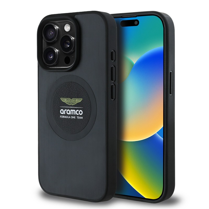 Apple iPhone 15 Pro Max Kılıf Aston Martin Orjinal Lisanslı M-safe Şarj Özellikli Aluminyum Arka Yüzeyli Formula One Team Baskılı Kapak - 8