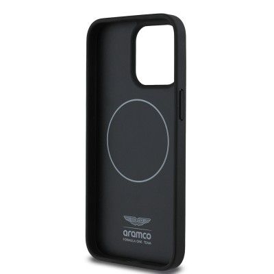 Apple iPhone 15 Pro Max Kılıf Aston Martin Orjinal Lisanslı M-safe Şarj Özellikli PU Deri Alonso 14 Baskılı Kapak - 6