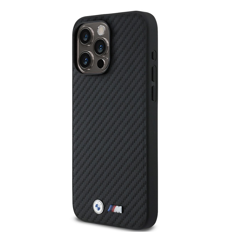 Apple iPhone 15 Pro Max Kılıf BMW Orjinal Lisanslı Karbon Fiber Tasarımlı ve Metal Logolu PU Deri Kapak - 3