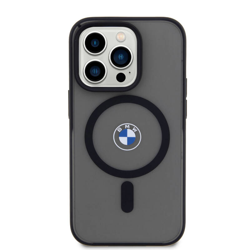 Apple iPhone 15 Pro Max Kılıf BMW Orjinal Lisanslı M-safe Şarj Özellikli IML Baskı Logolu Buzlu Mat Kapak - 12