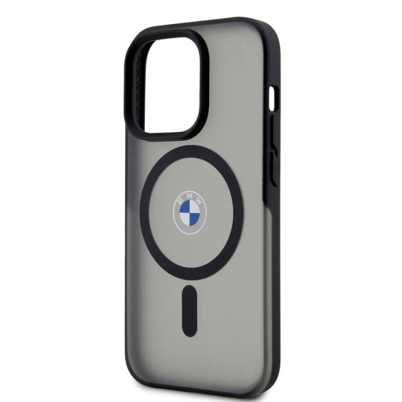 Apple iPhone 15 Pro Max Kılıf BMW Orjinal Lisanslı M-safe Şarj Özellikli IML Baskı Logolu Buzlu Mat Kapak - 15