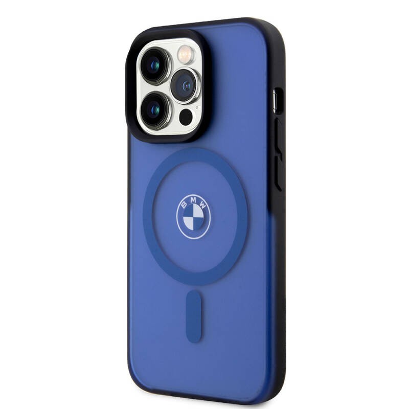 Apple iPhone 15 Pro Max Kılıf BMW Orjinal Lisanslı M-safe Şarj Özellikli IML Baskı Logolu Buzlu Mat Kapak - 3