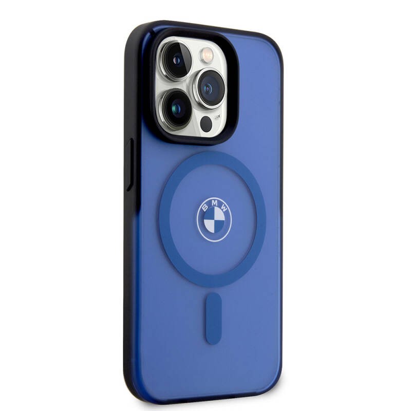 Apple iPhone 15 Pro Max Kılıf BMW Orjinal Lisanslı M-safe Şarj Özellikli IML Baskı Logolu Buzlu Mat Kapak - 5