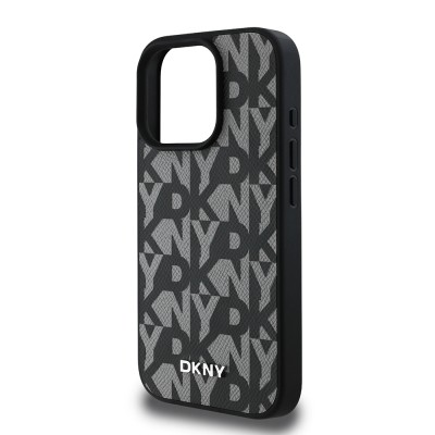 Apple iPhone 15 Pro Max Kılıf DKNY Orjinal Lisanslı M-safe Şarj Özellikli 3D Yazılı Grid Pattern Kapak - 8