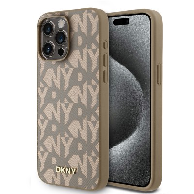 Apple iPhone 15 Pro Max Kılıf DKNY Orjinal Lisanslı M-safe Şarj Özellikli 3D Yazılı Grid Pattern Kapak - 3