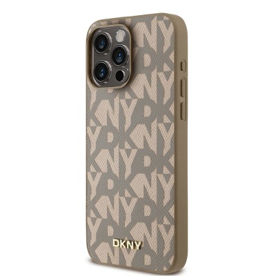 Apple iPhone 15 Pro Max Kılıf DKNY Orjinal Lisanslı M-safe Şarj Özellikli 3D Yazılı Grid Pattern Kapak - 11
