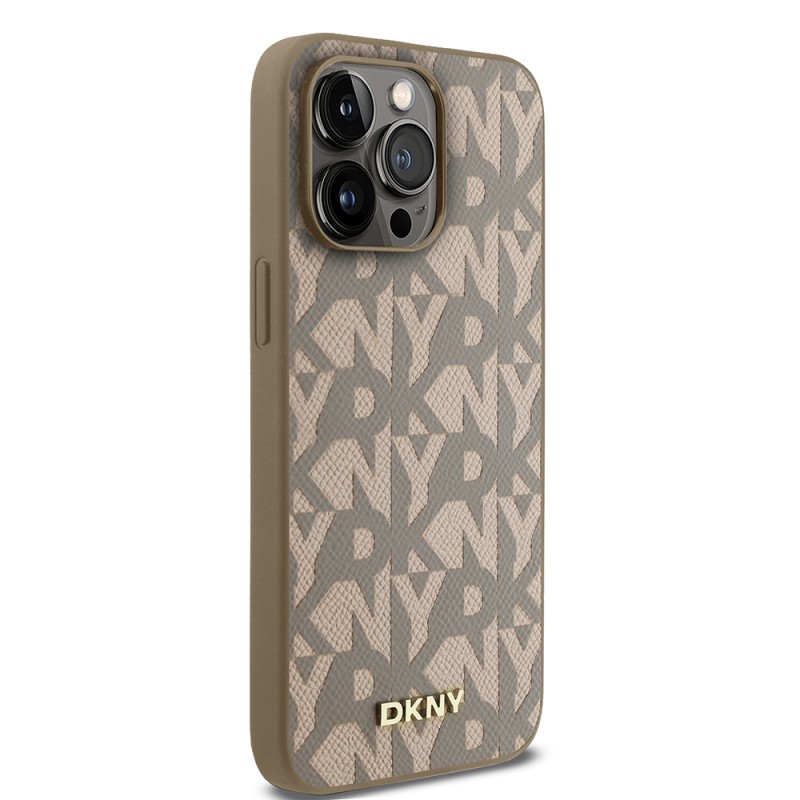 Apple iPhone 15 Pro Max Kılıf DKNY Orjinal Lisanslı M-safe Şarj Özellikli 3D Yazılı Grid Pattern Kapak - 13