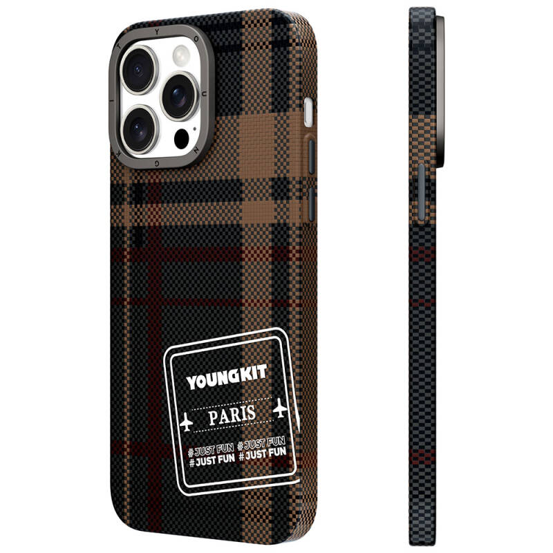 Apple iPhone 15 Pro Max Kılıf Ekose Desenli Youngkit Gezhi Serisi Kapak - 10