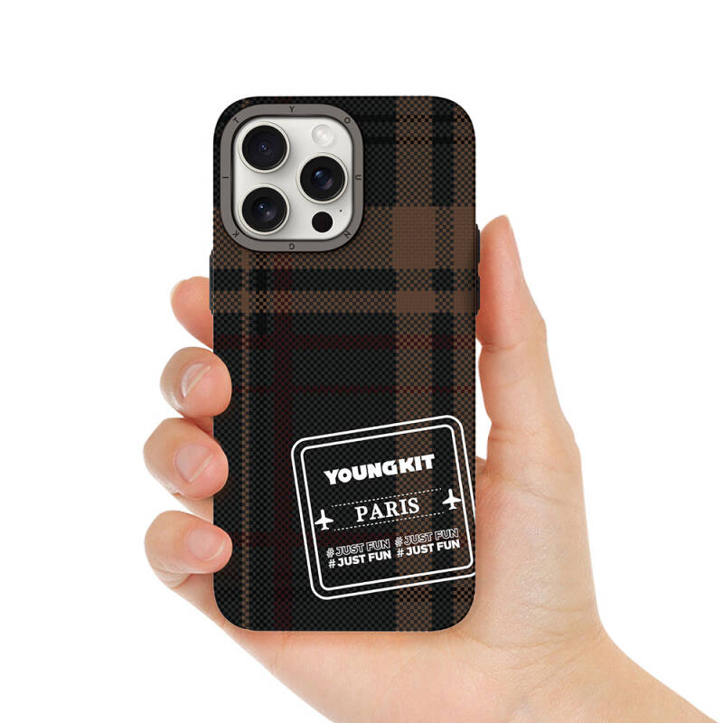 Apple iPhone 15 Pro Max Kılıf Ekose Desenli Youngkit Gezhi Serisi Kapak - 5