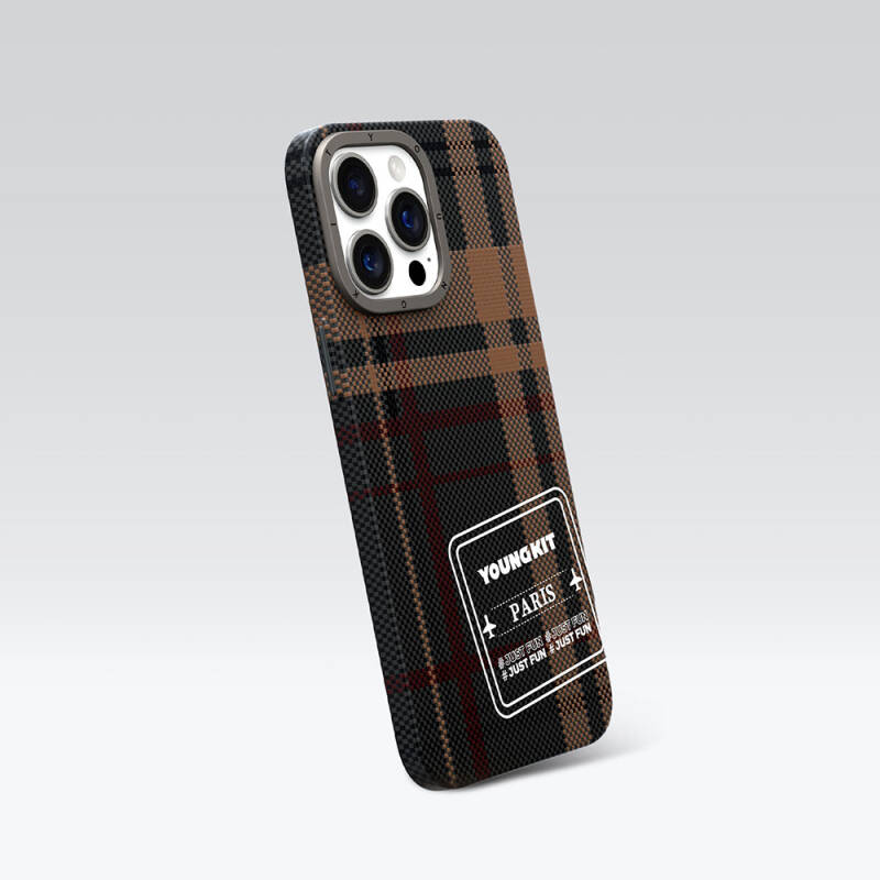 Apple iPhone 15 Pro Max Kılıf Ekose Desenli Youngkit Gezhi Serisi Kapak - 6