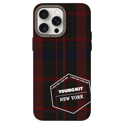 Apple iPhone 15 Pro Max Kılıf Ekose Desenli Youngkit Gezhi Serisi Kapak - 7