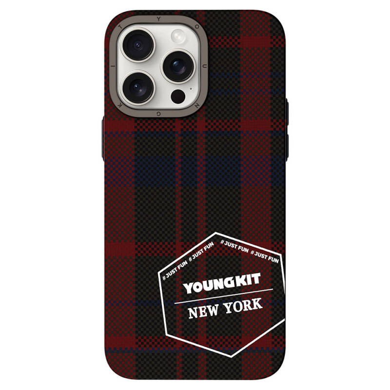 Apple iPhone 15 Pro Max Kılıf Ekose Desenli Youngkit Gezhi Serisi Kapak - 7