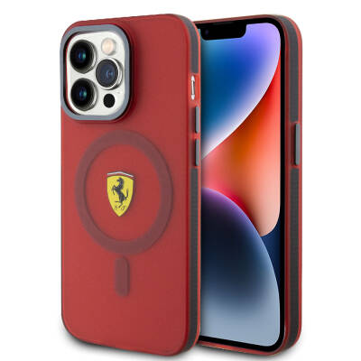 Apple iPhone 15 Pro Max Kılıf Ferrari Orjinal Lisanslı M-safe Şarj Özellikli Kontrast Bumper Kapak - Ferrari