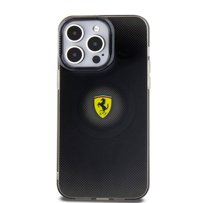 Apple iPhone 15 Pro Max Kılıf Ferrari Orjinal Lisanslı M-safe Şarj Özellikli Parçalanan Noktalar Desenli Kapak - 12