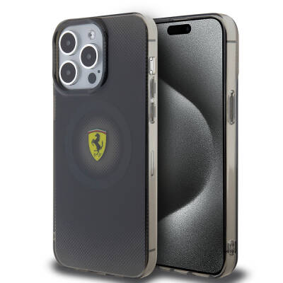 Apple iPhone 15 Pro Max Kılıf Ferrari Orjinal Lisanslı M-safe Şarj Özellikli Parçalanan Noktalar Desenli Kapak - 10