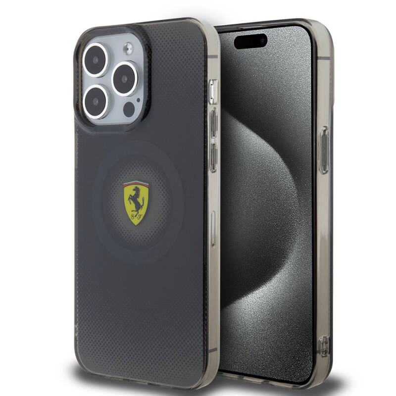 Apple iPhone 15 Pro Max Kılıf Ferrari Orjinal Lisanslı M-safe Şarj Özellikli Parçalanan Noktalar Desenli Kapak - 10