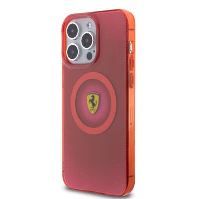 Apple iPhone 15 Pro Max Kılıf Ferrari Orjinal Lisanslı M-safe Şarj Özellikli Parçalanan Noktalar Desenli Kapak - 19