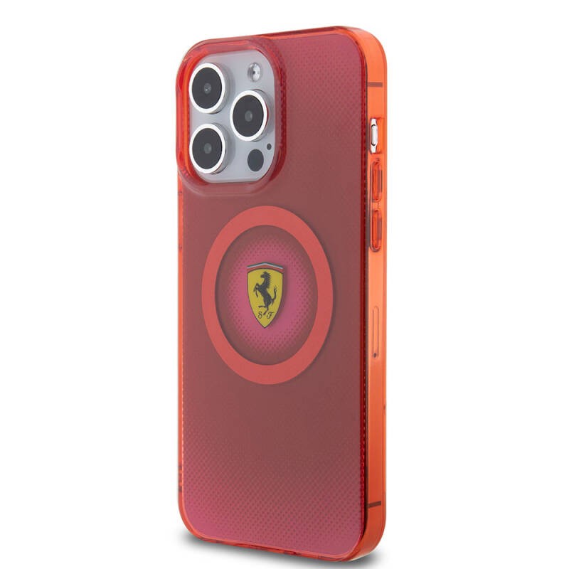Apple iPhone 15 Pro Max Kılıf Ferrari Orjinal Lisanslı M-safe Şarj Özellikli Parçalanan Noktalar Desenli Kapak - 19