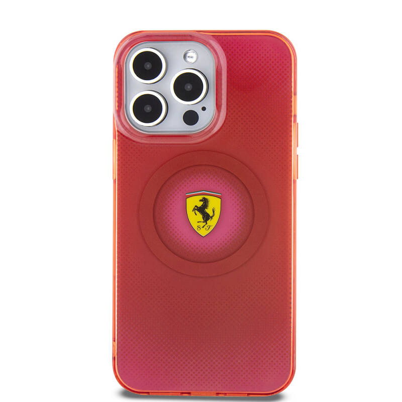 Apple iPhone 15 Pro Max Kılıf Ferrari Orjinal Lisanslı M-safe Şarj Özellikli Parçalanan Noktalar Desenli Kapak - 20