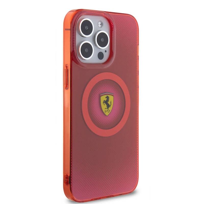 Apple iPhone 15 Pro Max Kılıf Ferrari Orjinal Lisanslı M-safe Şarj Özellikli Parçalanan Noktalar Desenli Kapak - 21