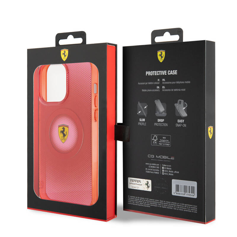 Apple iPhone 15 Pro Max Kılıf Ferrari Orjinal Lisanslı M-safe Şarj Özellikli Parçalanan Noktalar Desenli Kapak - 25
