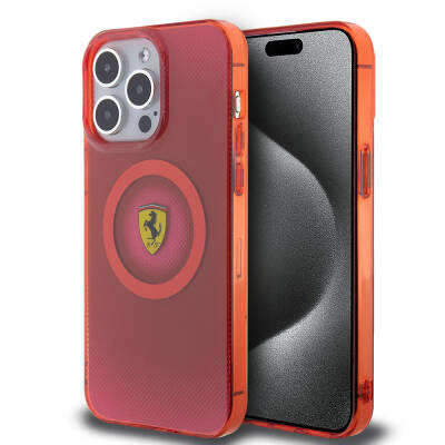 Apple iPhone 15 Pro Max Kılıf Ferrari Orjinal Lisanslı M-safe Şarj Özellikli Parçalanan Noktalar Desenli Kapak - 18