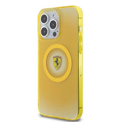 Apple iPhone 15 Pro Max Kılıf Ferrari Orjinal Lisanslı M-safe Şarj Özellikli Parçalanan Noktalar Desenli Kapak - 3