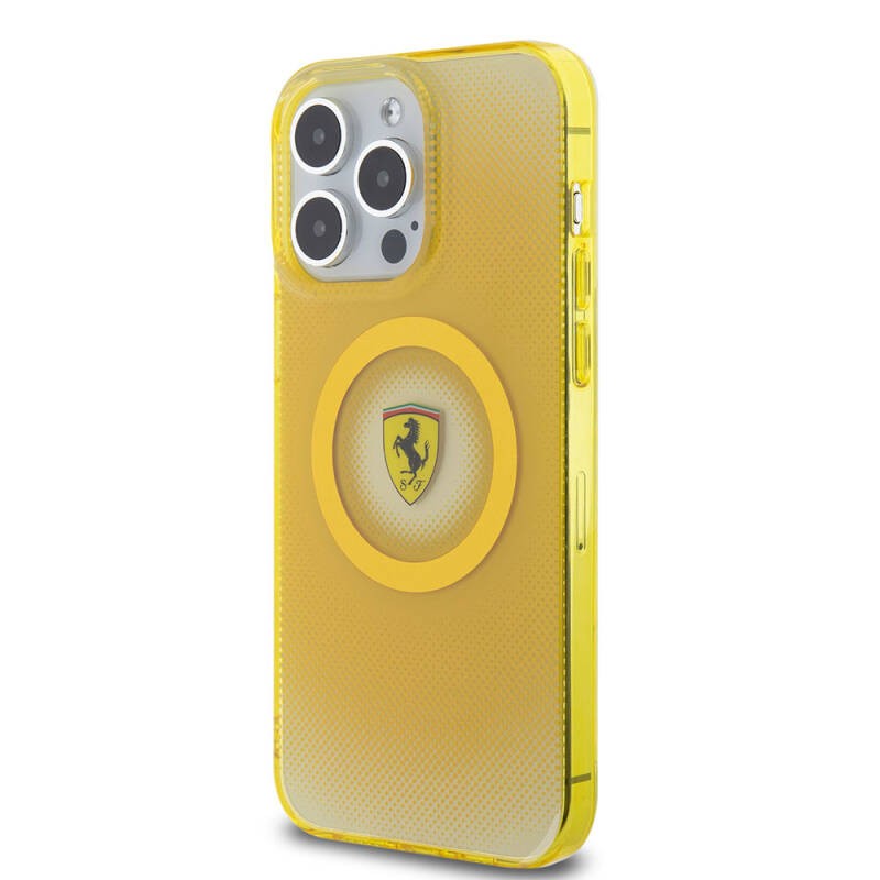 Apple iPhone 15 Pro Max Kılıf Ferrari Orjinal Lisanslı M-safe Şarj Özellikli Parçalanan Noktalar Desenli Kapak - 3