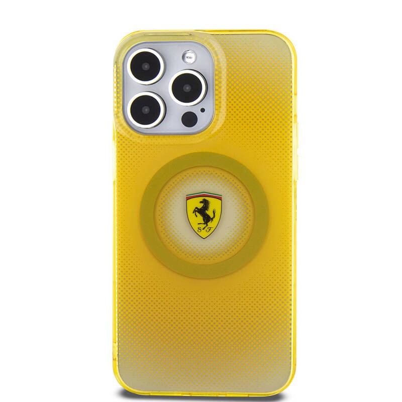 Apple iPhone 15 Pro Max Kılıf Ferrari Orjinal Lisanslı M-safe Şarj Özellikli Parçalanan Noktalar Desenli Kapak - 4