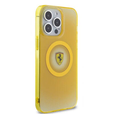 Apple iPhone 15 Pro Max Kılıf Ferrari Orjinal Lisanslı M-safe Şarj Özellikli Parçalanan Noktalar Desenli Kapak - 5