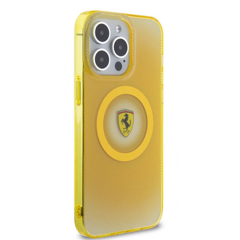 Apple iPhone 15 Pro Max Kılıf Ferrari Orjinal Lisanslı M-safe Şarj Özellikli Parçalanan Noktalar Desenli Kapak - 5