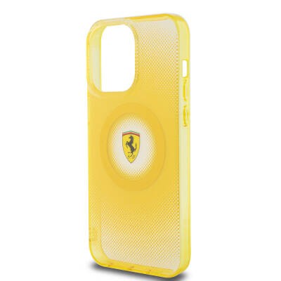 Apple iPhone 15 Pro Max Kılıf Ferrari Orjinal Lisanslı M-safe Şarj Özellikli Parçalanan Noktalar Desenli Kapak - 7