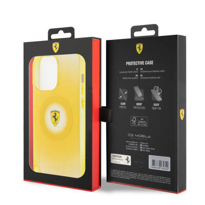 Apple iPhone 15 Pro Max Kılıf Ferrari Orjinal Lisanslı M-safe Şarj Özellikli Parçalanan Noktalar Desenli Kapak - 9