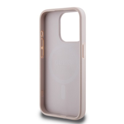 Apple iPhone 15 Pro Max Kılıf Guess Orjinal Lisanslı M-safe Şarj Özellikli PU Üçgen Logo 4G Desenli Kapak - 17