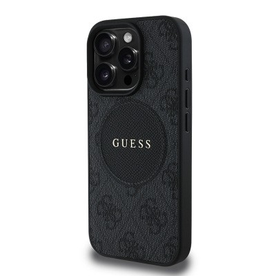 Apple iPhone 15 Pro Max Kılıf Guess Orjinal Lisanslı M-safe Şarj Özellikli Yazı Logolu Circle Classic Kapak - 6