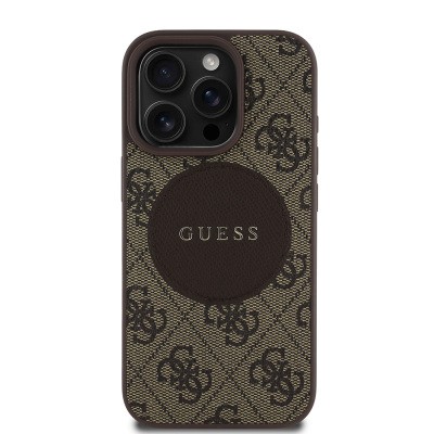 Apple iPhone 15 Pro Max Kılıf Guess Orjinal Lisanslı M-safe Şarj Özellikli Yazı Logolu Circle Classic Kapak - 3