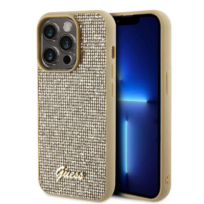 Apple iPhone 15 Pro Max Kılıf Guess Orjinal Lisanslı Yazı Logolu Disco Script Metal Kapak - Guess